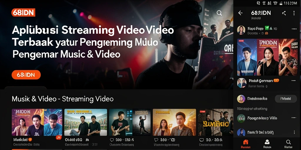 Tampilan antarmuka aplikasi 68IDN untuk streaming video.