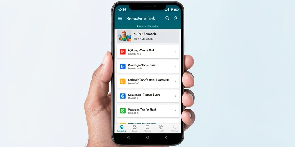 Tampilan utama aplikasi ADI99 untuk transaksi bank yang efisien.