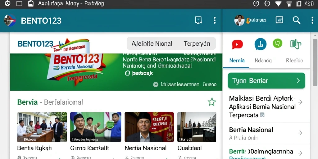 Tampilan antarmuka aplikasi BENTO123 untuk berita nasional.