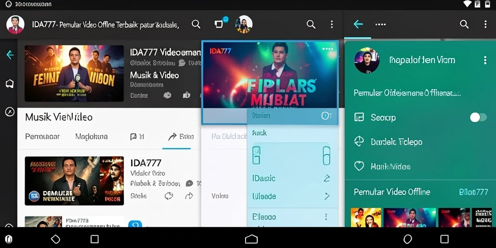 Antarmuka utama aplikasi IDA777 yang mudah digunakan untuk Pemutar Video Offline.