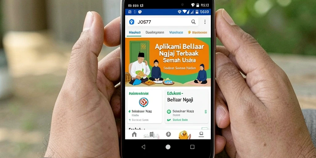 Tampilan antarmuka JOS77 yang sederhana dan intuitif untuk Belajar Ngaji.