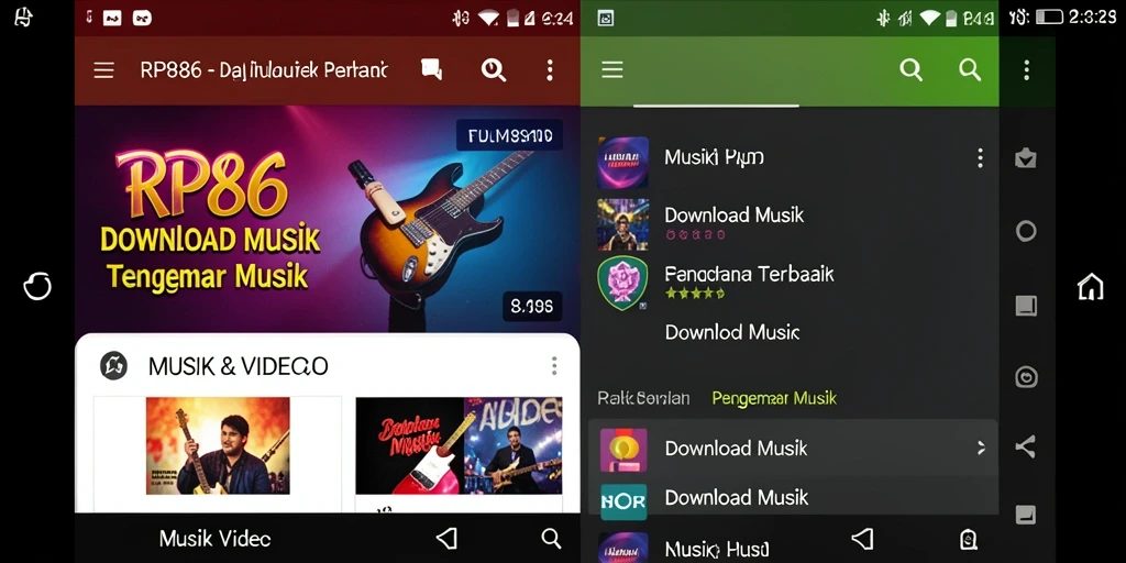 Antarmuka sederhana dari aplikasi Download Musik RP886.