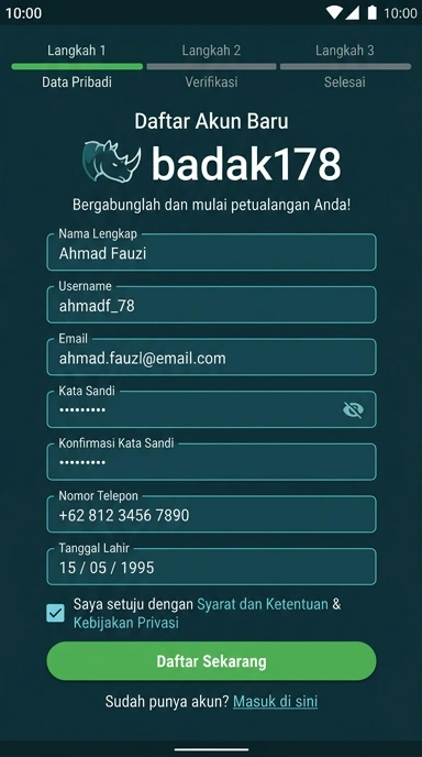 Panduan Registrasi Akun Baru di badak178
